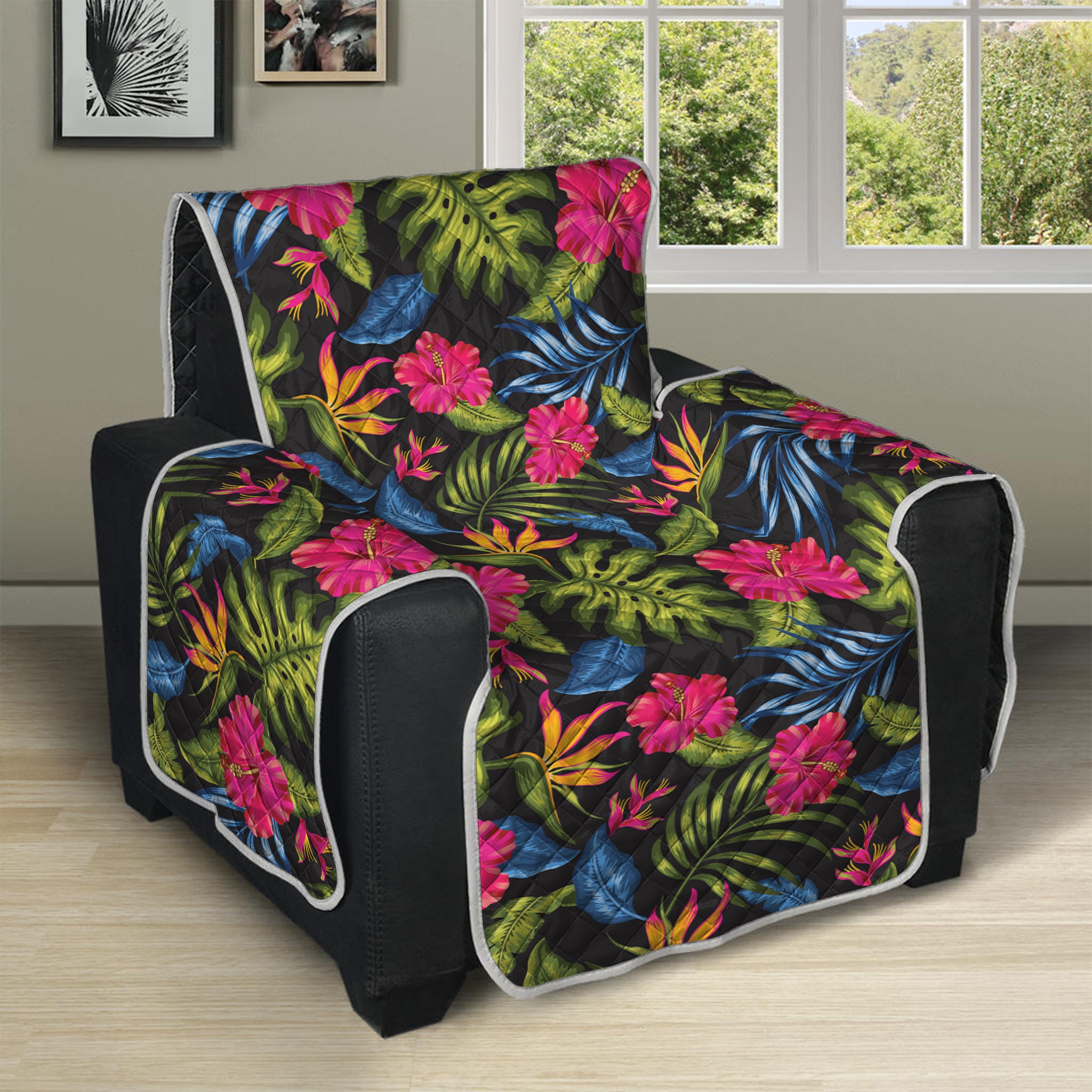 Tropical Bird Of Paradise Pattern Print Recliner Protector