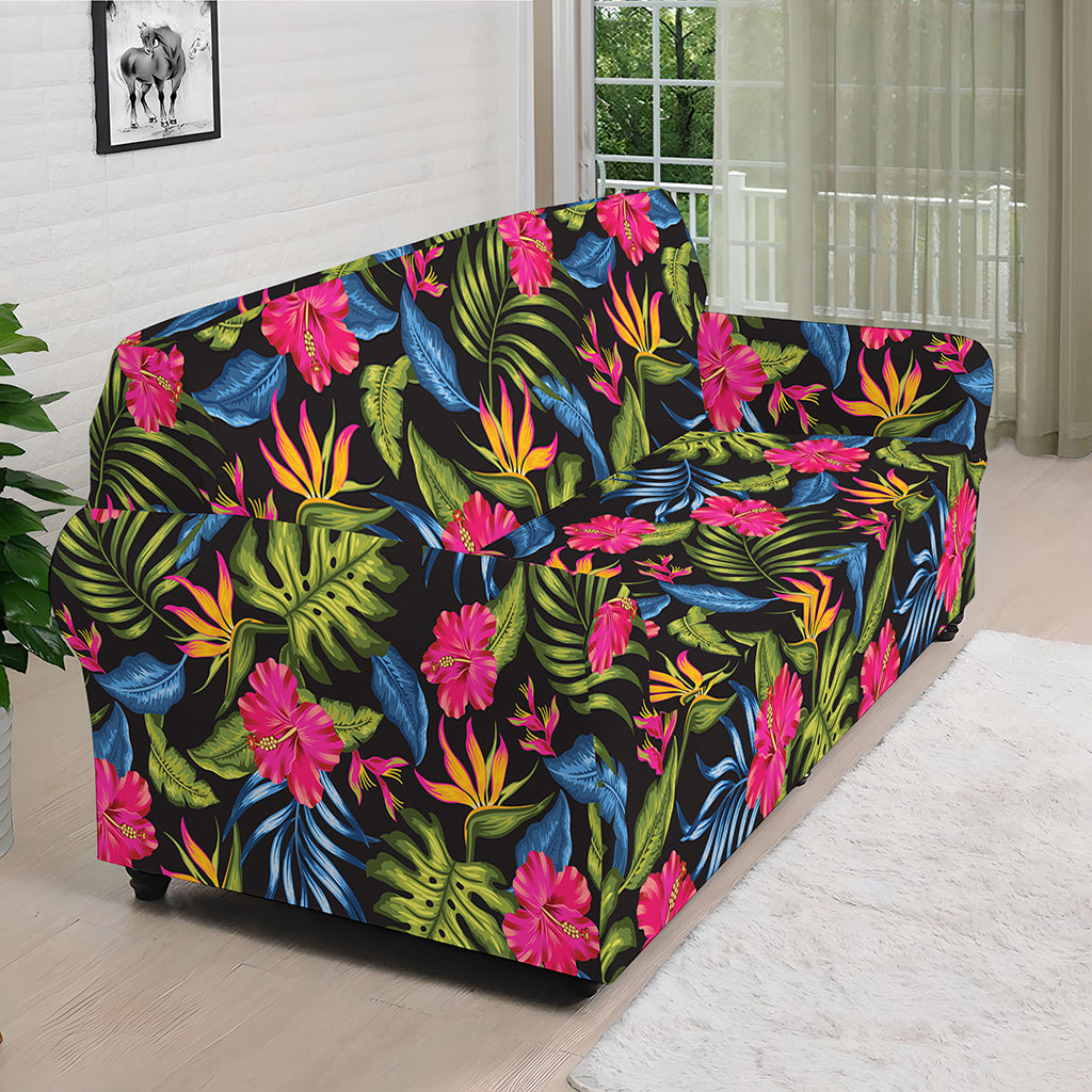 Tropical Bird Of Paradise Pattern Print Sofa Cover