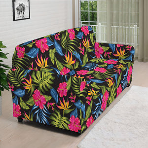 Tropical Bird Of Paradise Pattern Print Sofa Cover