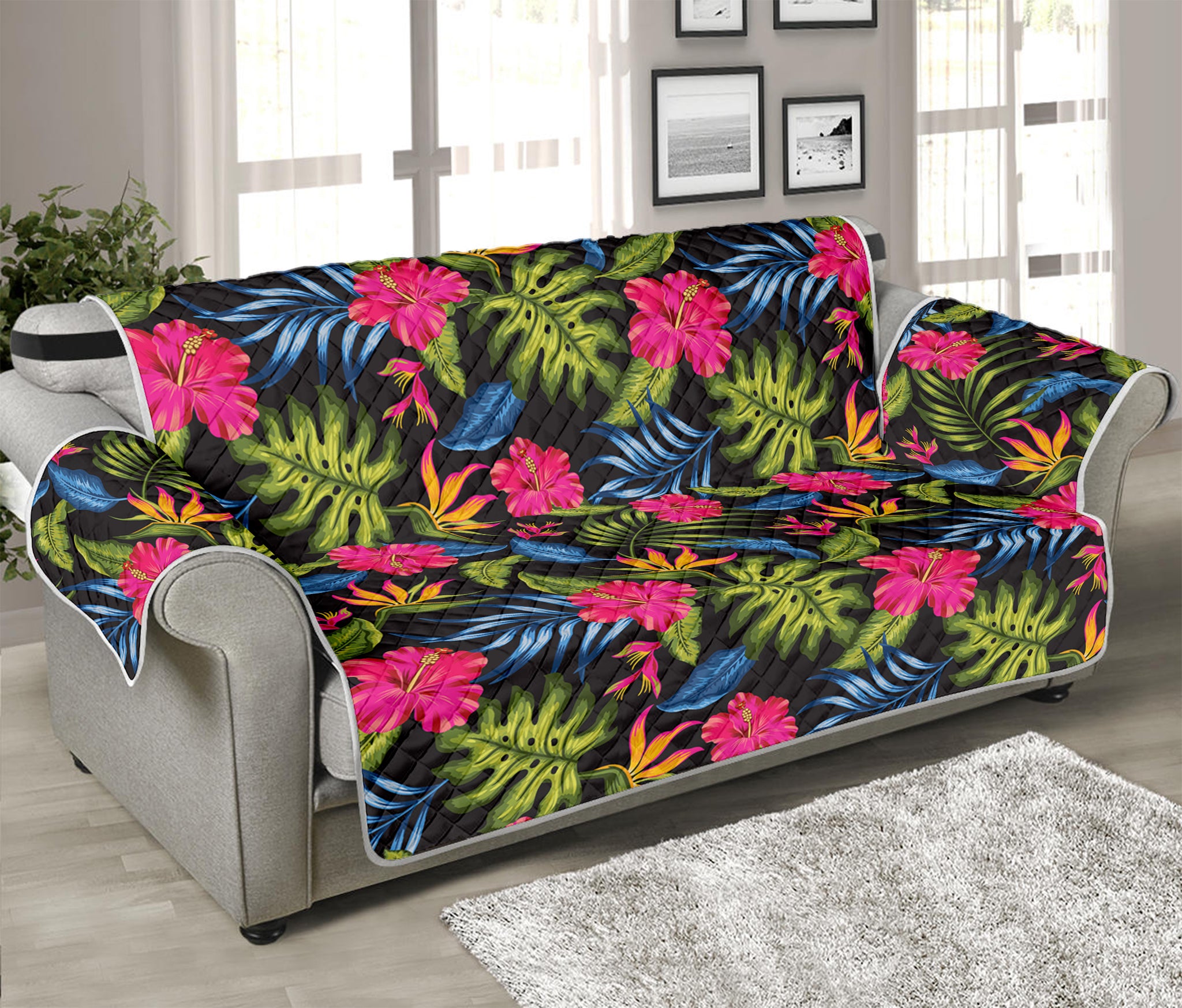 Tropical Bird Of Paradise Pattern Print Sofa Protector