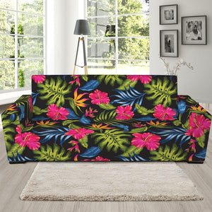 Tropical Bird Of Paradise Pattern Print Sofa Slipcover