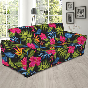 Tropical Bird Of Paradise Pattern Print Sofa Slipcover