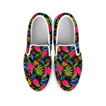 Tropical Bird Of Paradise Pattern Print White Slip On Shoes