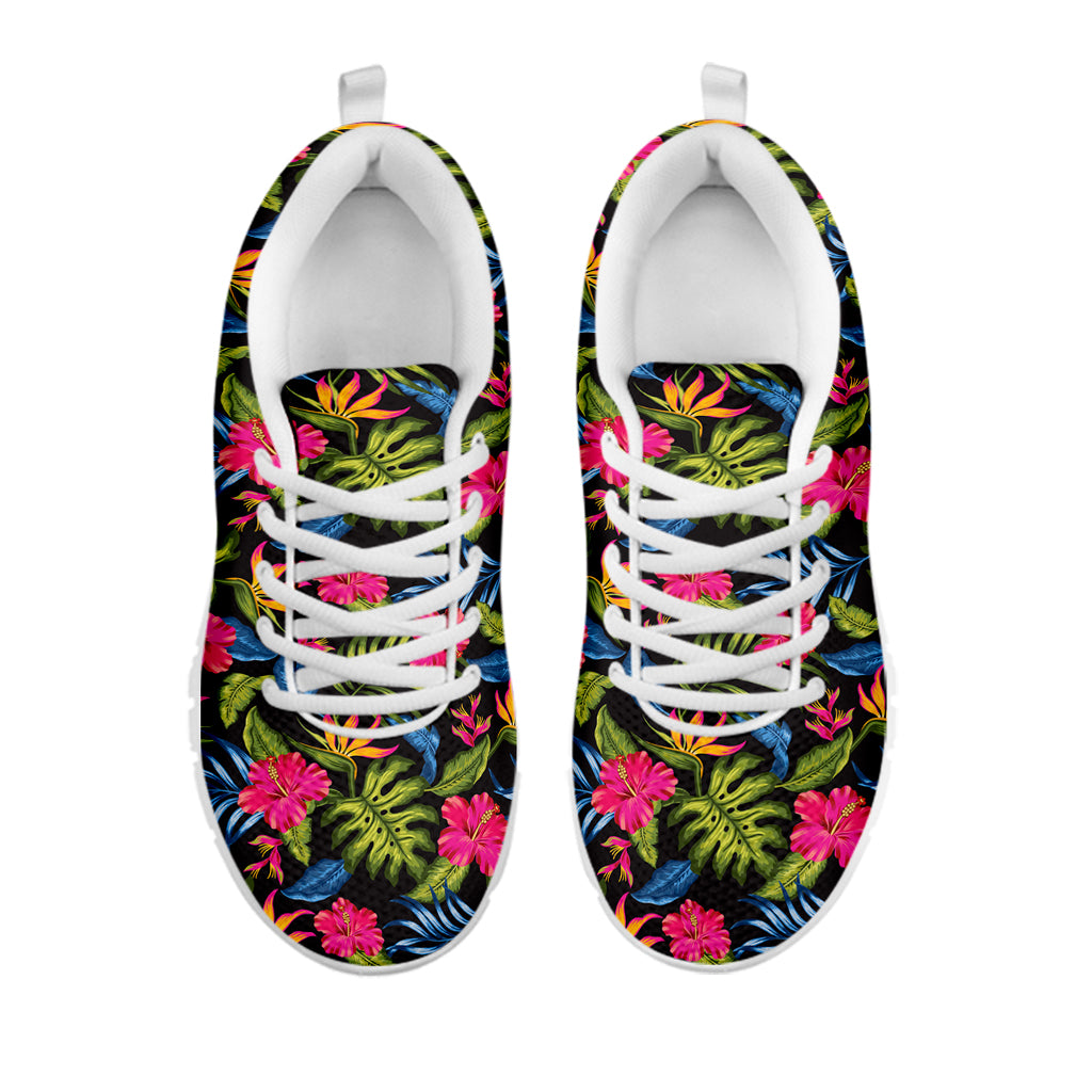 Tropical Bird Of Paradise Pattern Print White Sneakers