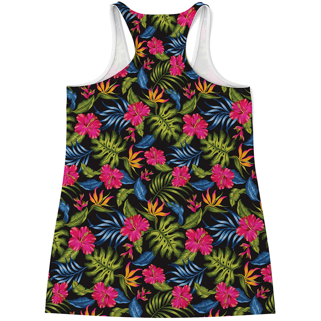 Tropical Bird Of Paradise Pattern Print Women's Racerback Tank Top