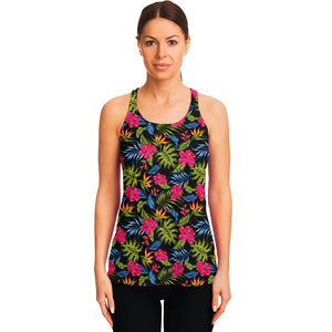 Tropical Bird Of Paradise Pattern Print Women's Racerback Tank Top