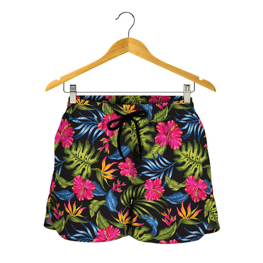 Tropical Bird Of Paradise Pattern Print Women's Shorts