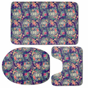 Tropical Buddha Print 3 Piece Bath Mat Set