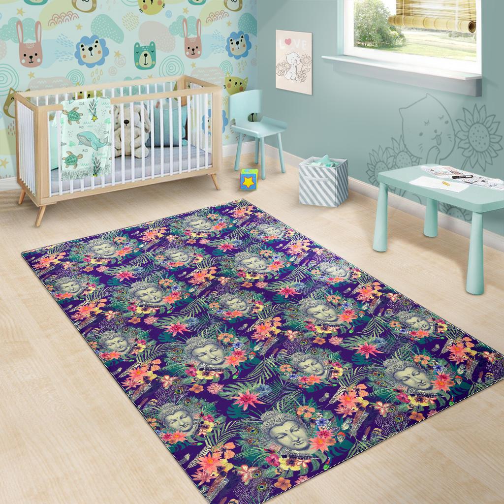 Tropical Buddha Print Area Rug GearFrost