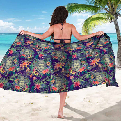 Tropical Buddha Print Beach Sarong Wrap