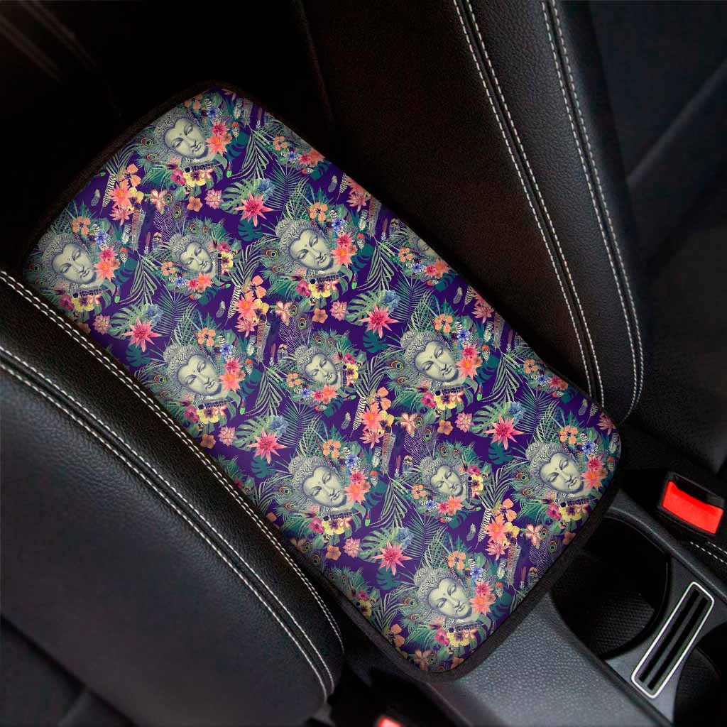 Tropical Buddha Print Car Center Console Cover