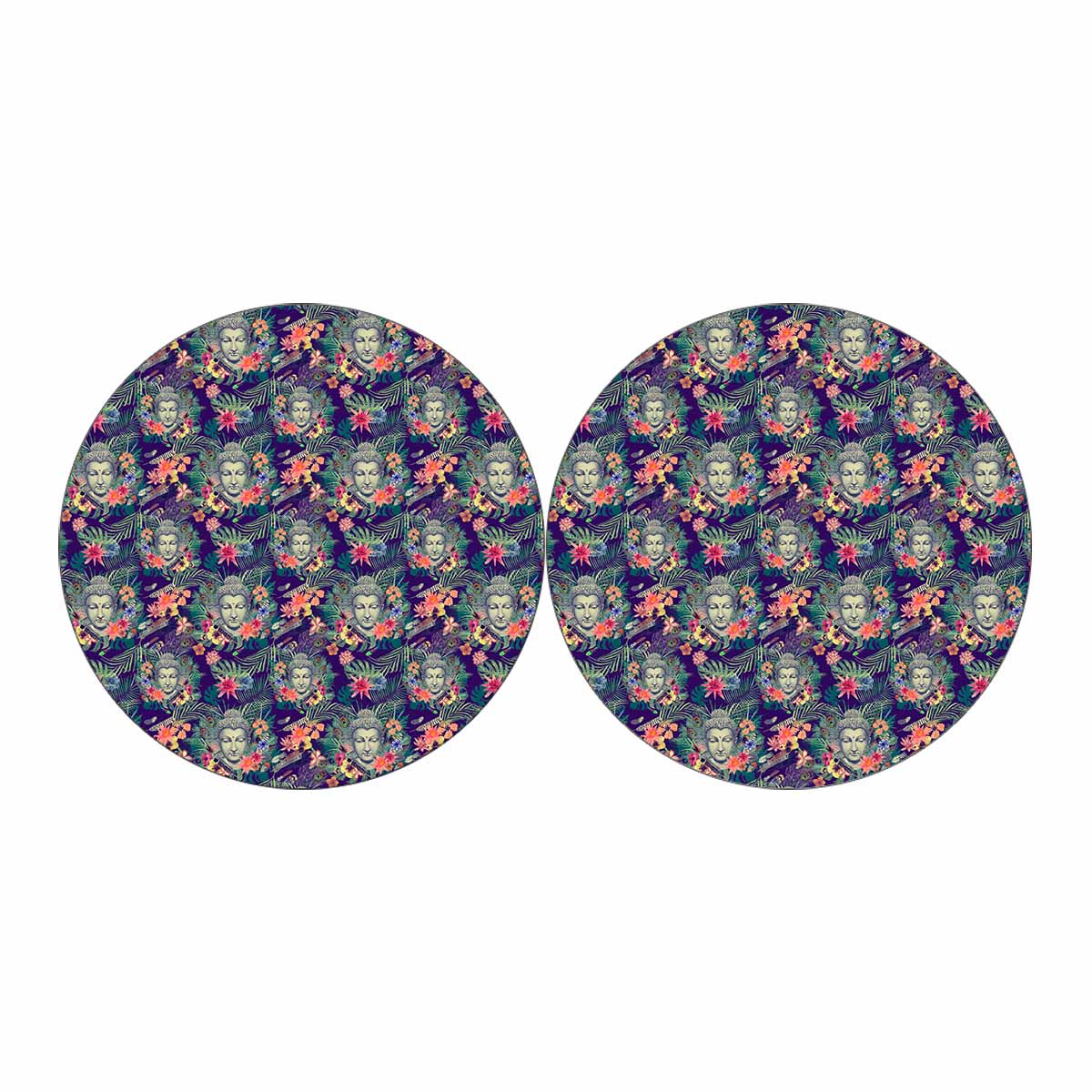 Tropical Buddha Print Car Coasters