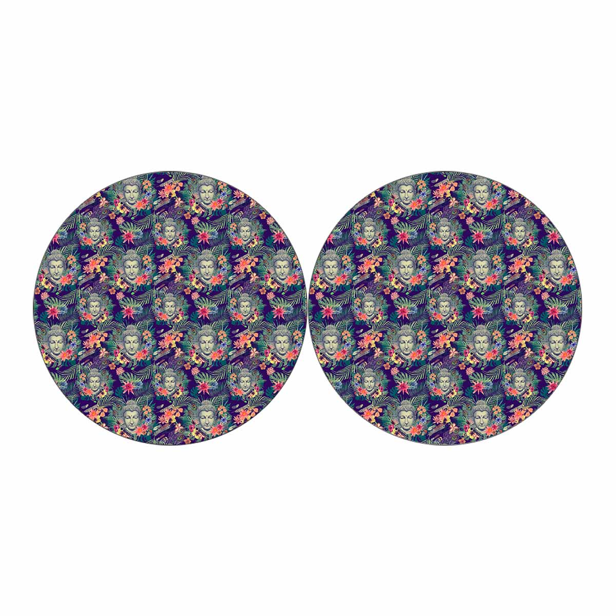Tropical Buddha Print Car Coasters