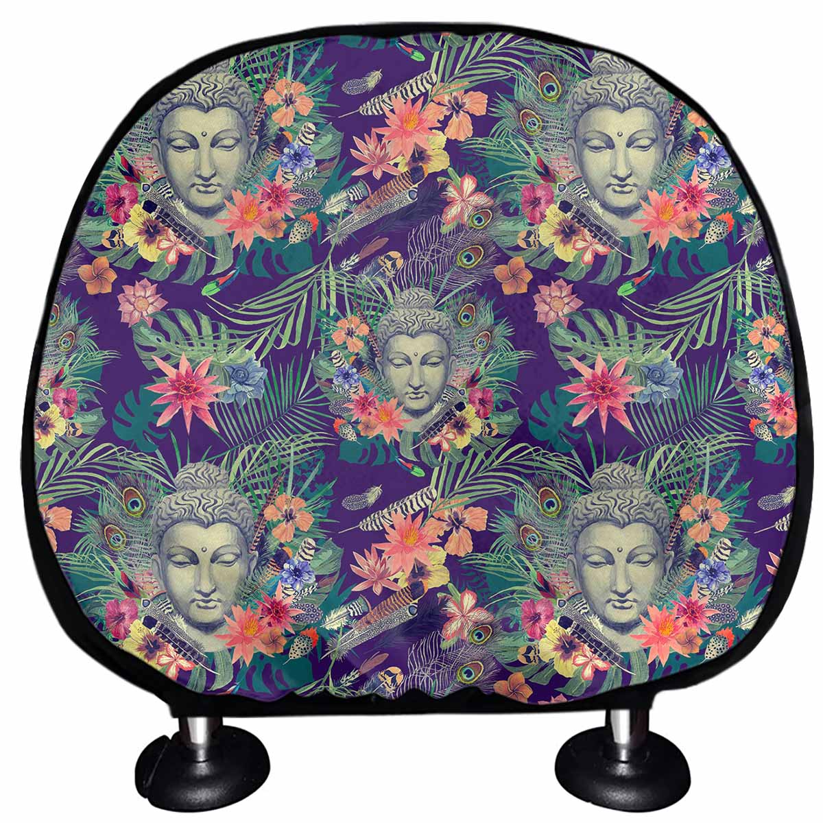 Tropical Buddha Print Car Headrest Covers