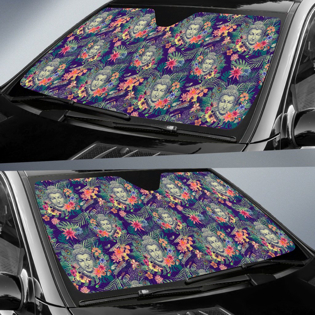 Tropical Buddha Print Car Sun Shade GearFrost