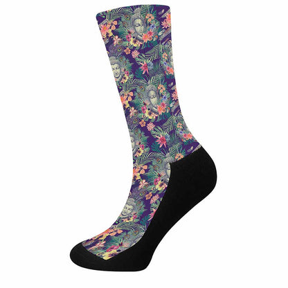 Tropical Buddha Print Crew Socks