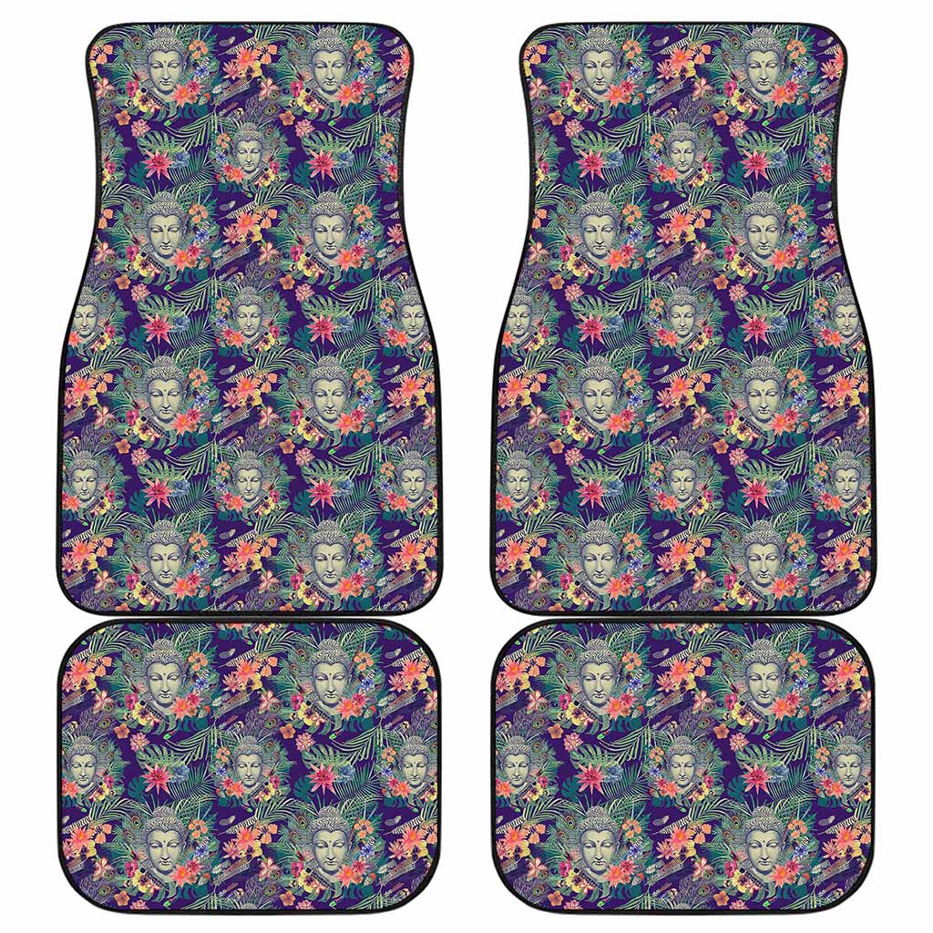 Tropical Buddha Print Front and Back Car Floor Mats