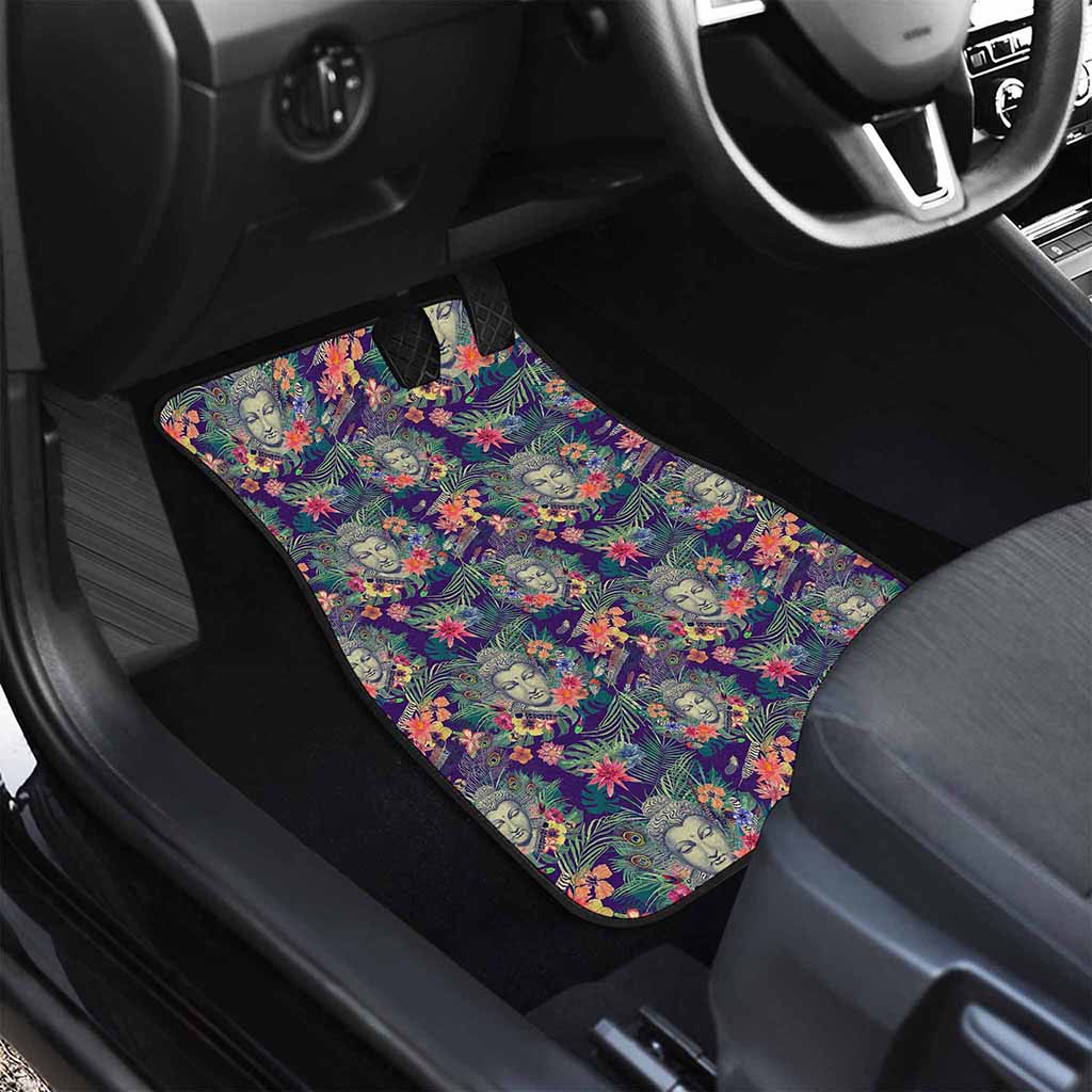 Tropical Buddha Print Front and Back Car Floor Mats