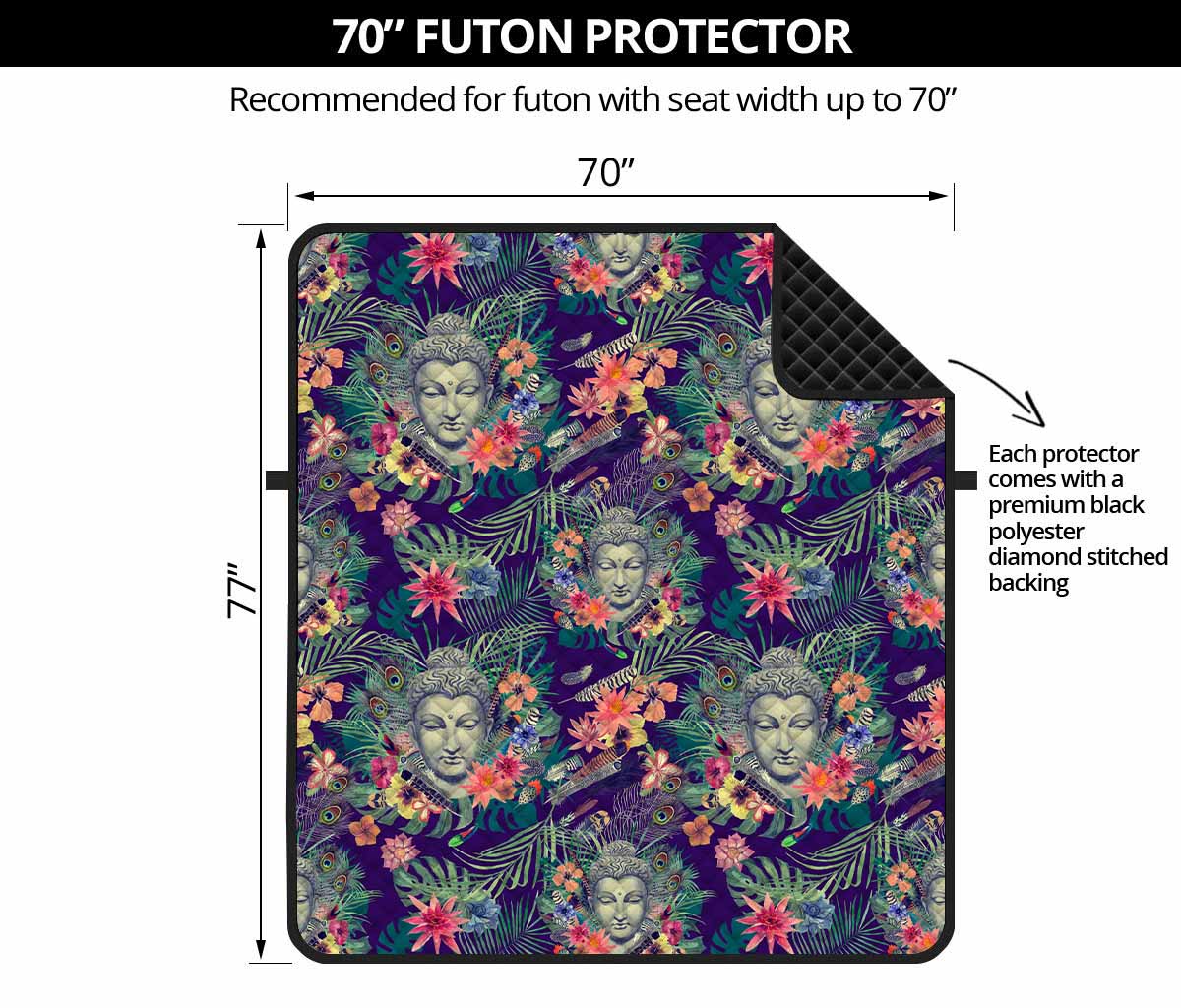 Tropical Buddha Print Futon Protector