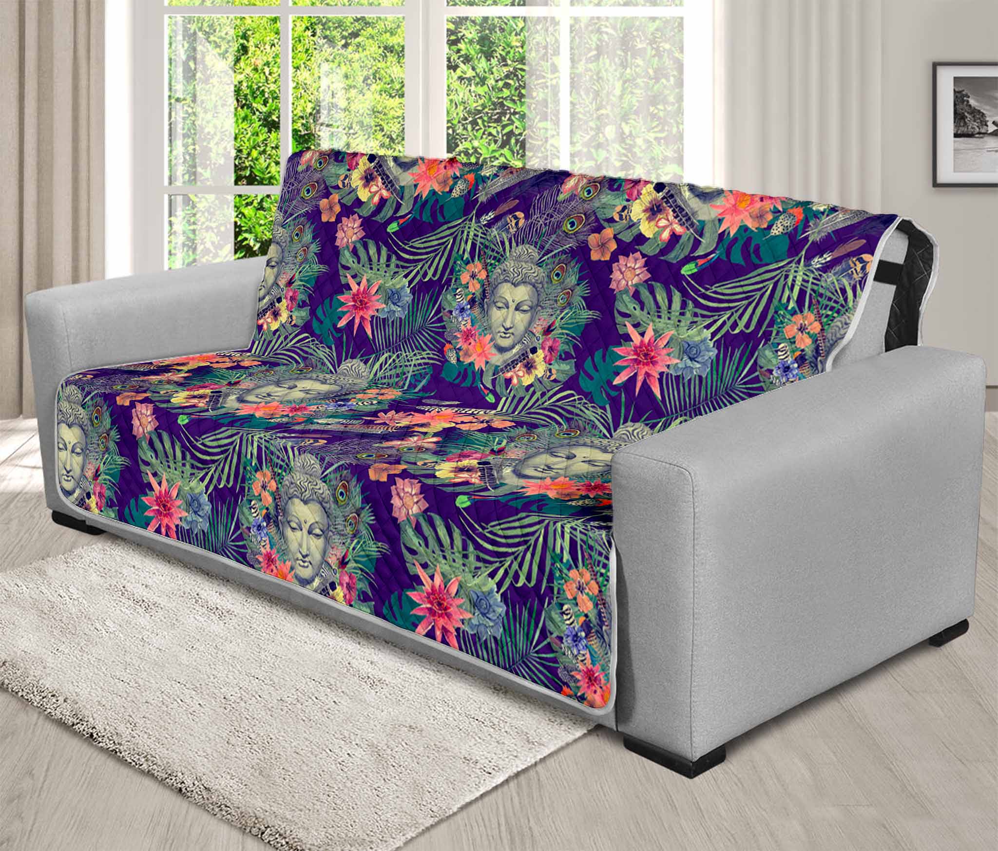 Tropical Buddha Print Futon Protector