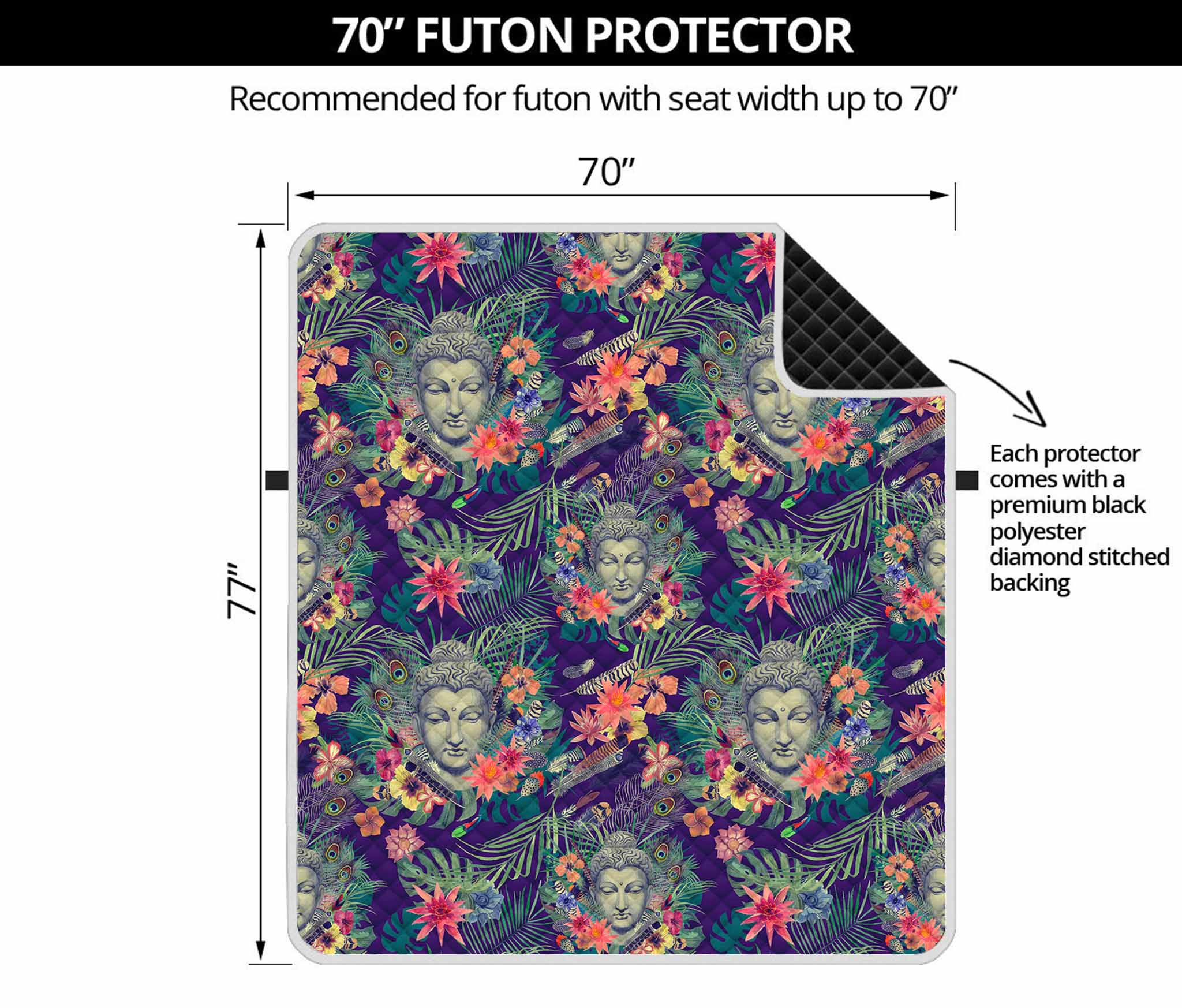 Tropical Buddha Print Futon Protector