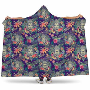 Tropical Buddha Print Hooded Blanket