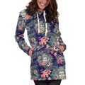 Tropical Buddha Print Pullover Hoodie Dress