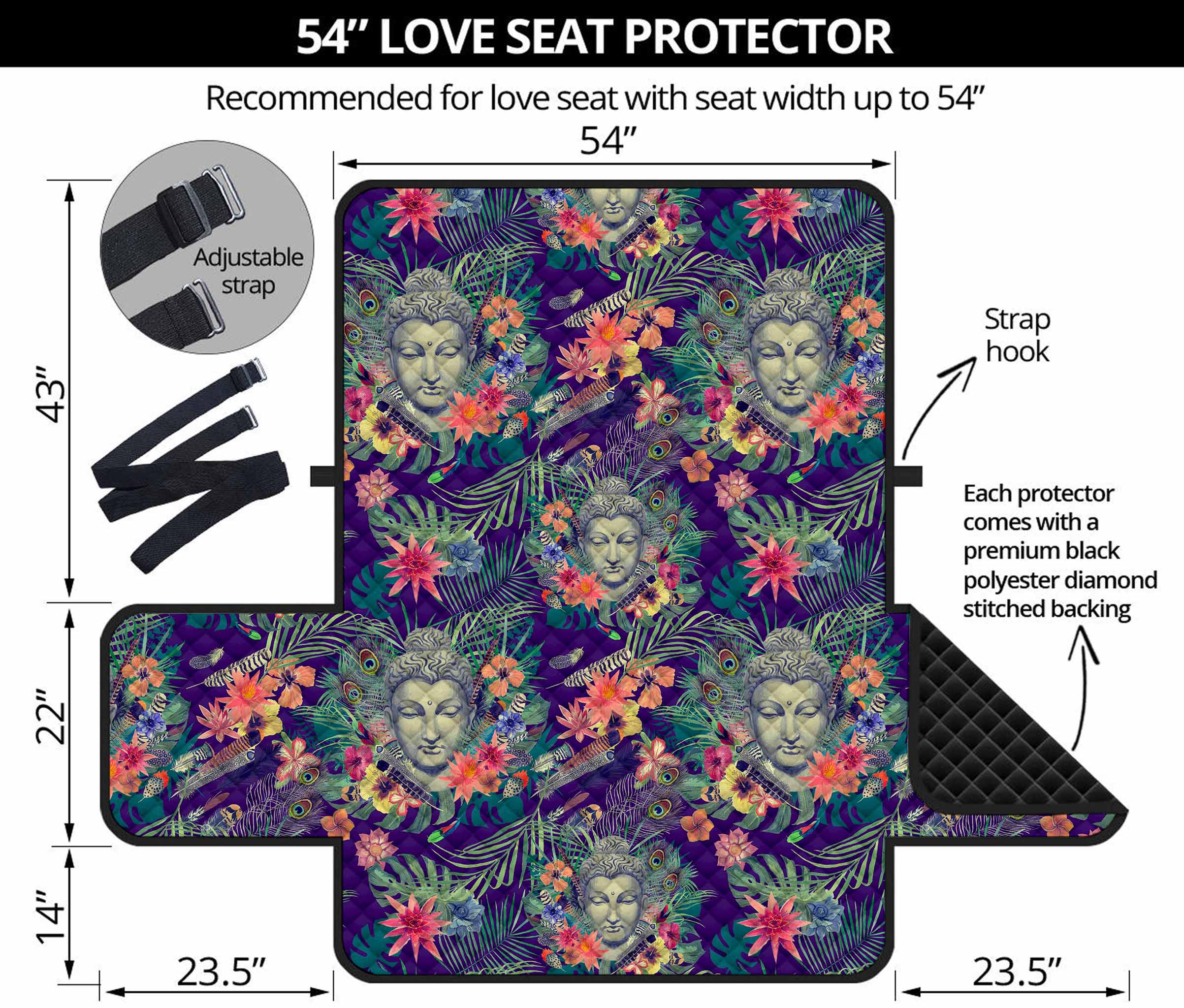 Tropical Buddha Print Loveseat Protector