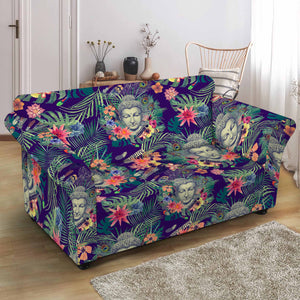 Tropical Buddha Print Loveseat Slipcover