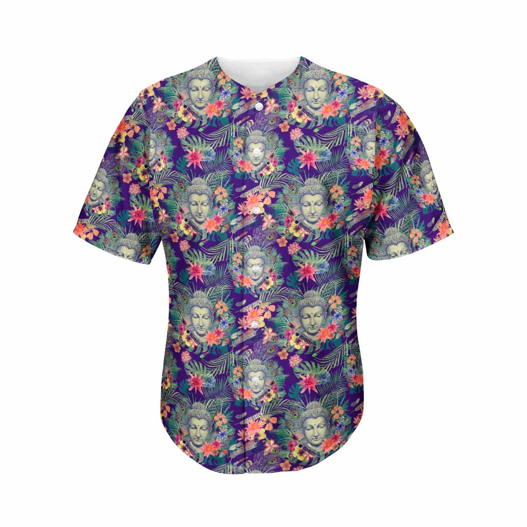Tropical Buddha Print Men's Baseball Jersey