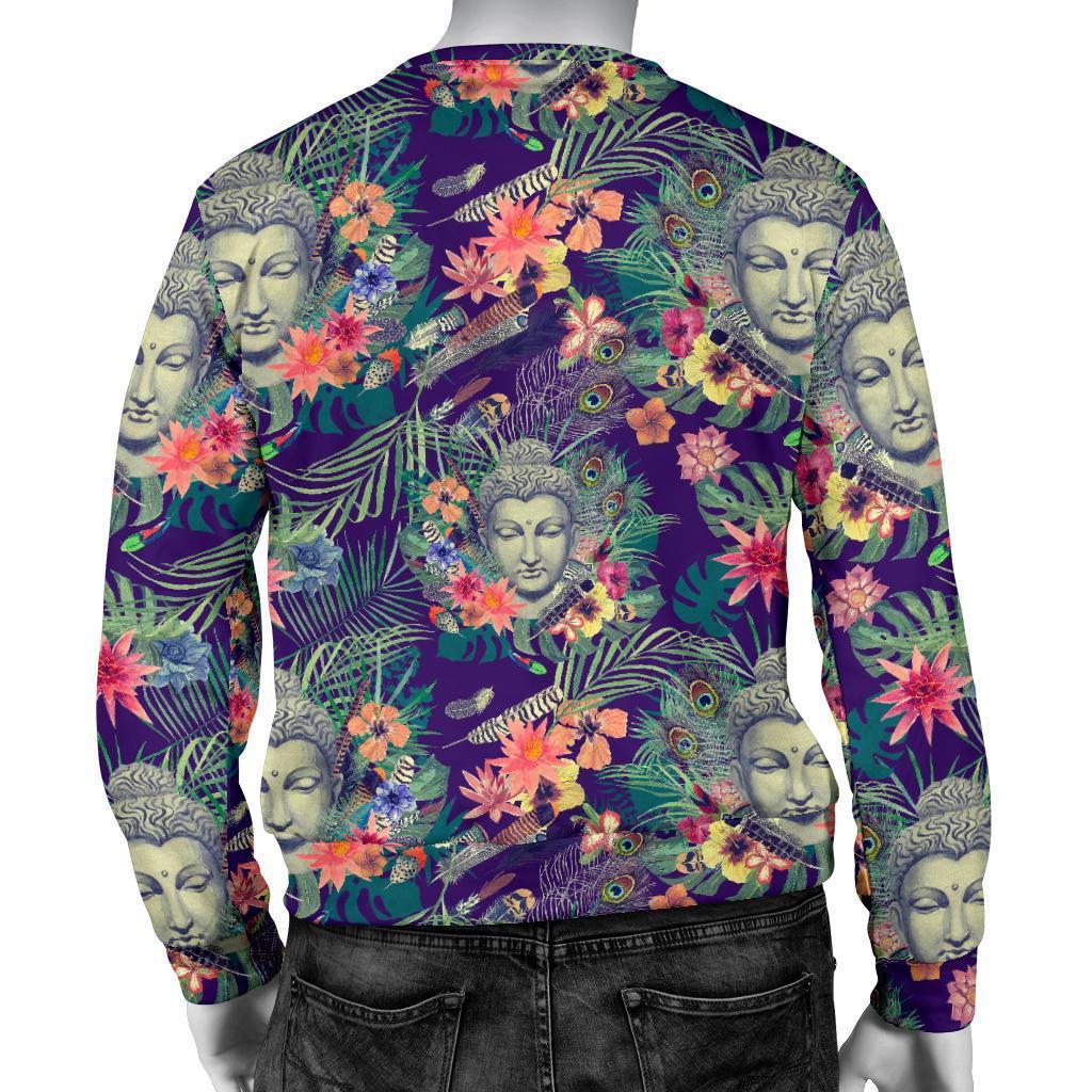 Tropical Buddha Print Men's Crewneck Sweatshirt GearFrost