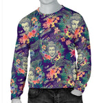 Tropical Buddha Print Men's Crewneck Sweatshirt GearFrost