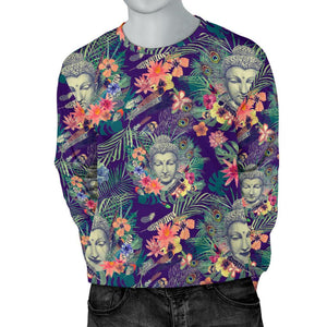 Tropical Buddha Print Men's Crewneck Sweatshirt GearFrost