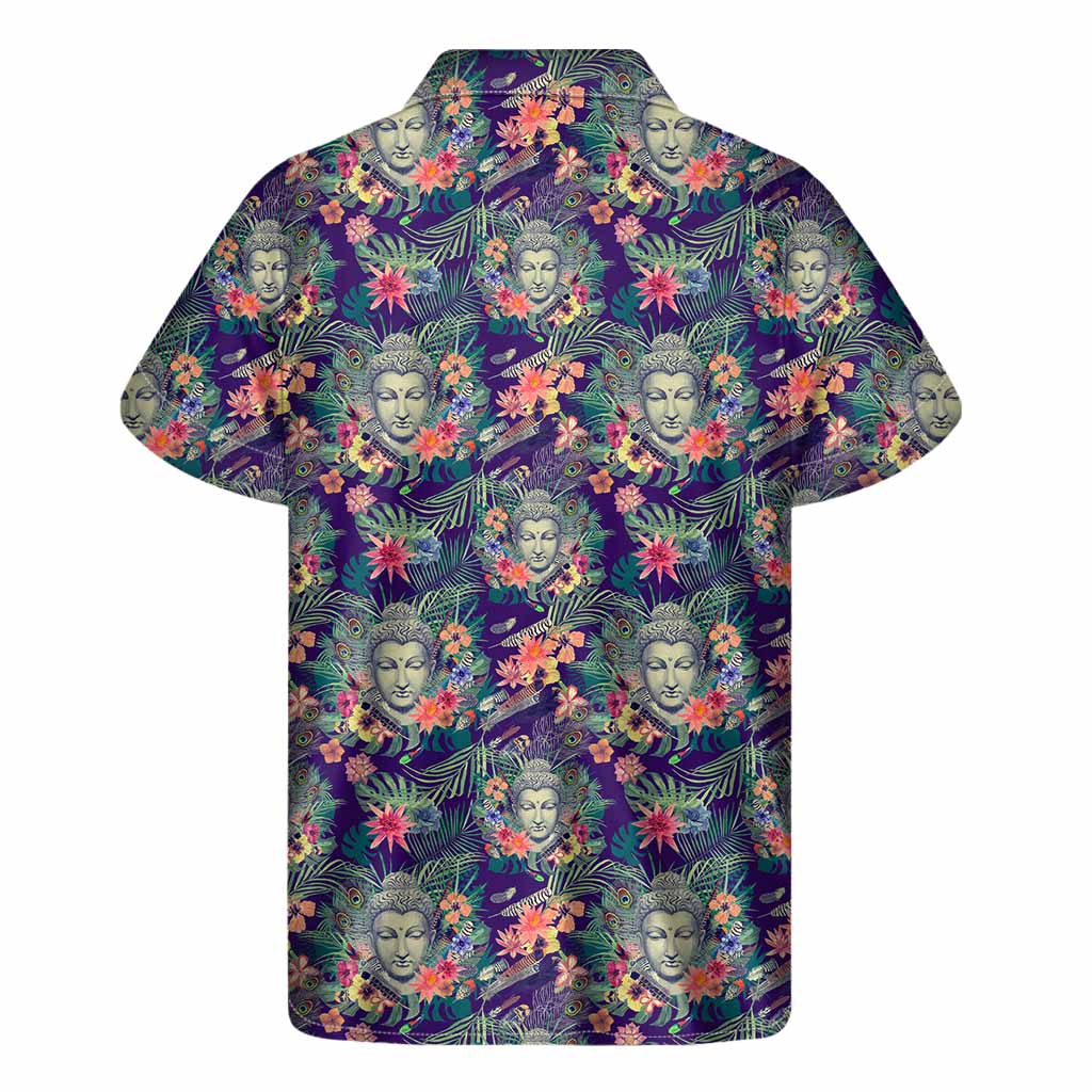 Tropical Buddha Print Men's Short Sleeve Shirt