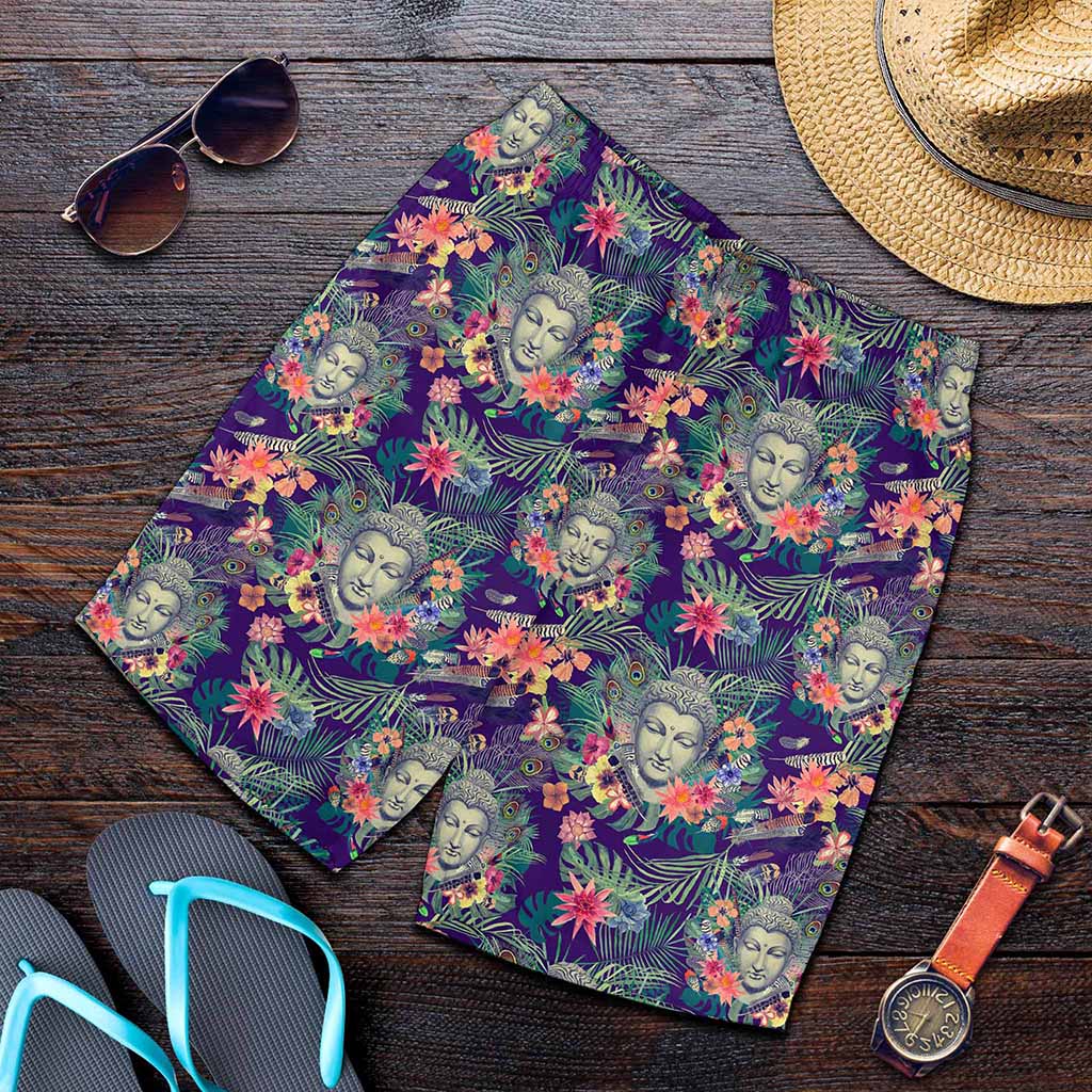 Tropical Buddha Print Men's Shorts