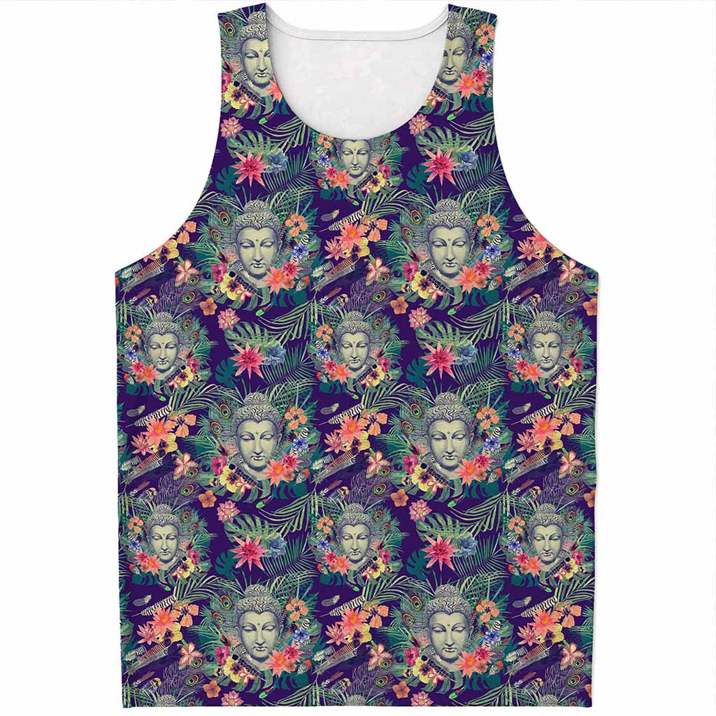 Tropical Buddha Print Men's Tank Top