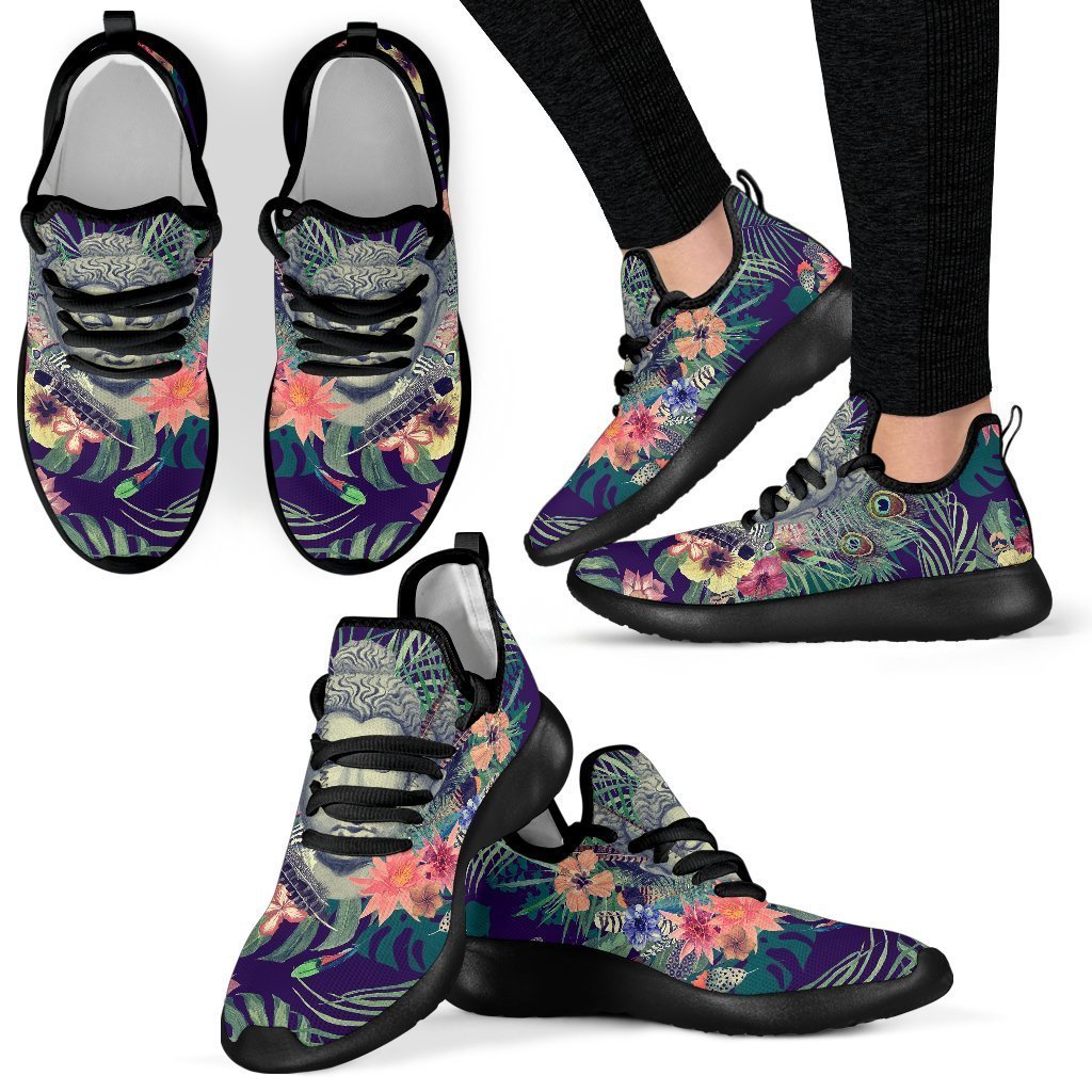 Tropical Buddha Print Mesh Knit Shoes GearFrost