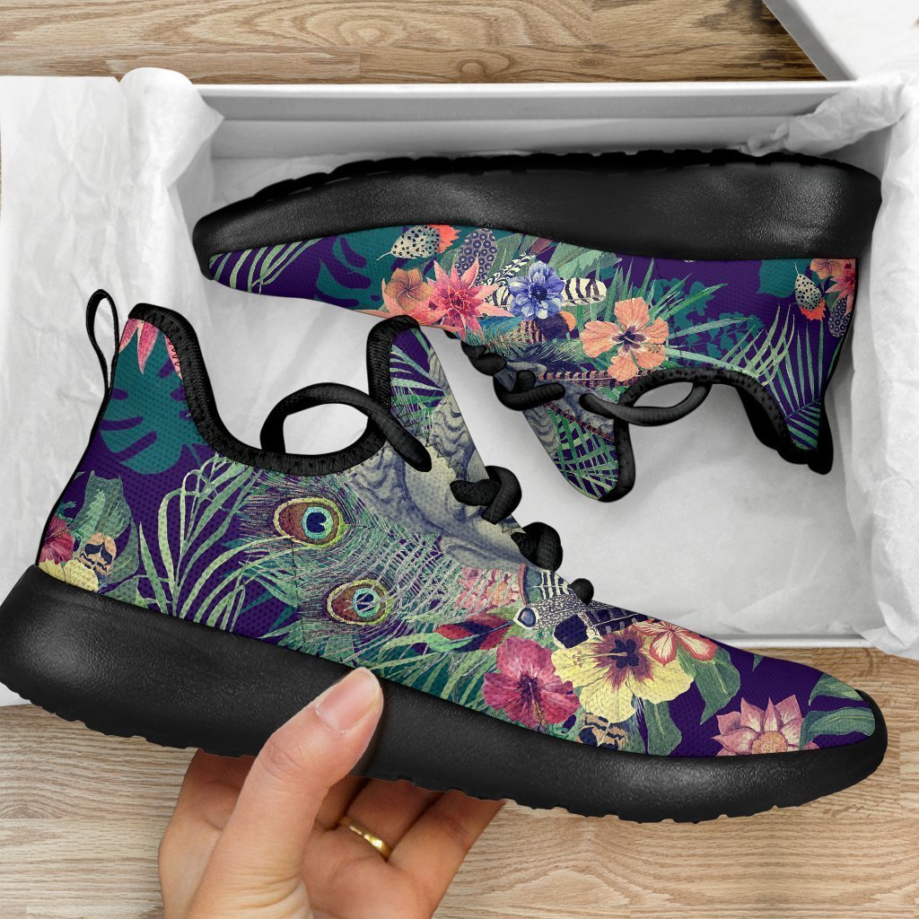 Tropical Buddha Print Mesh Knit Shoes GearFrost