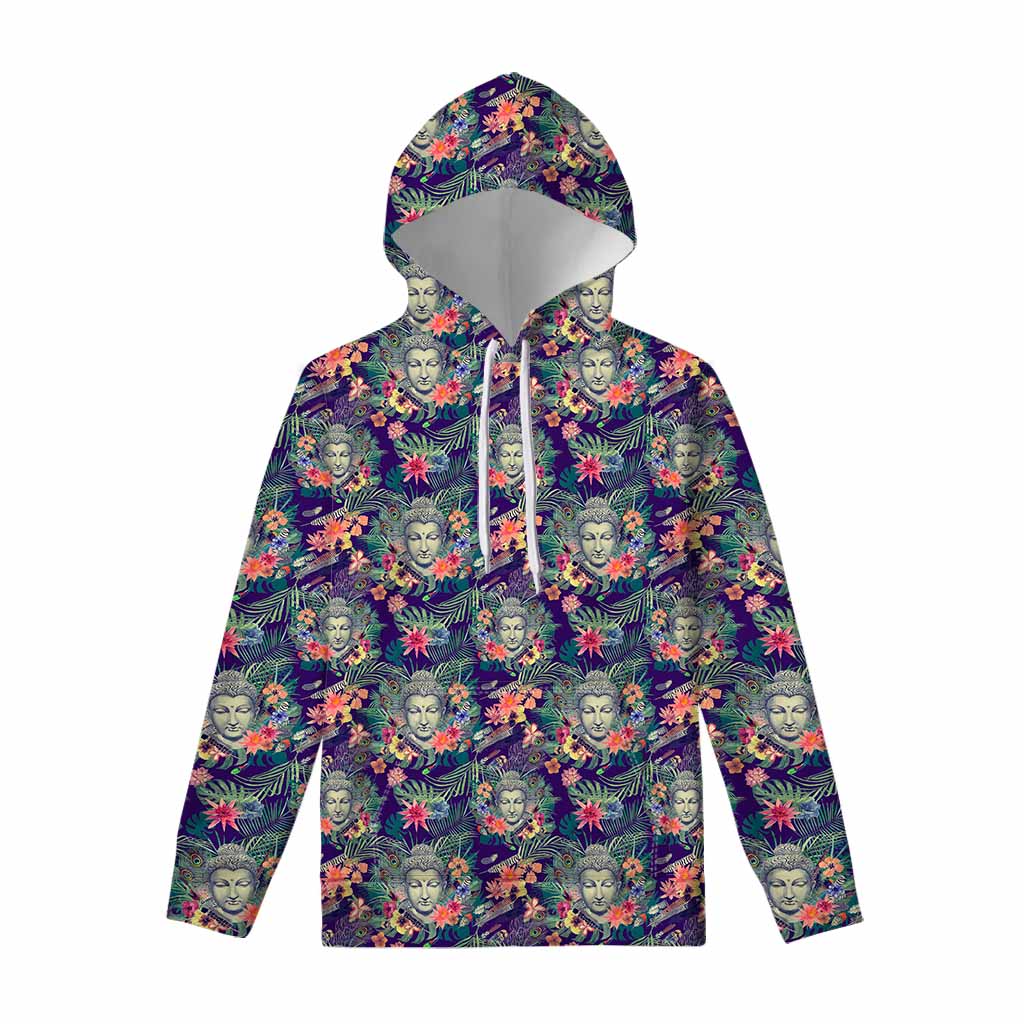 Tropical Buddha Print Pullover Hoodie