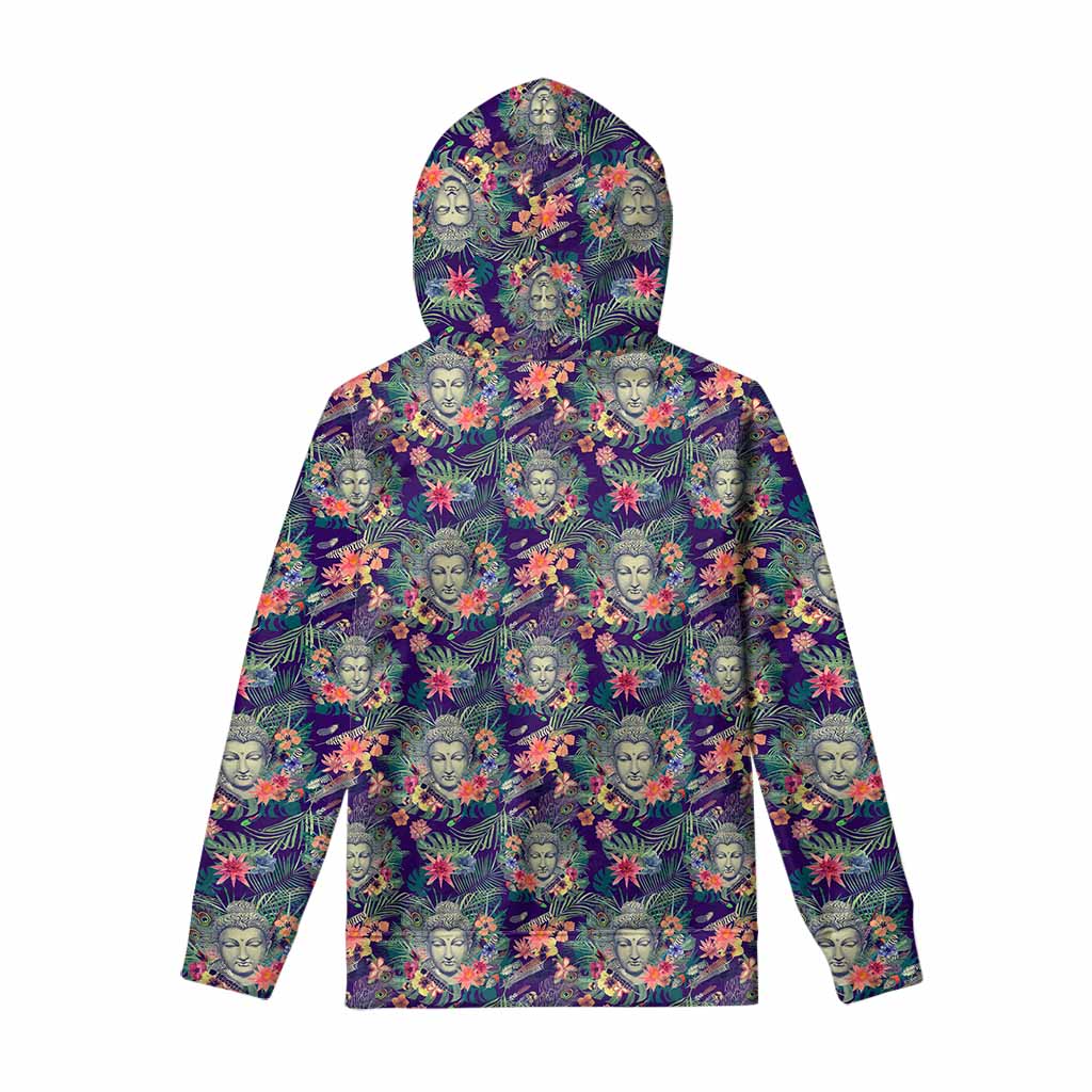 Tropical Buddha Print Pullover Hoodie