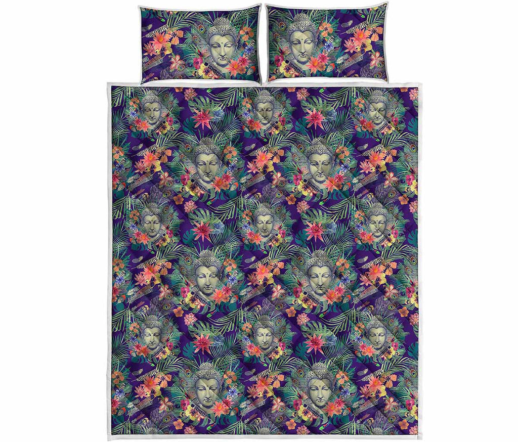 Tropical Buddha Print Quilt Bed Set