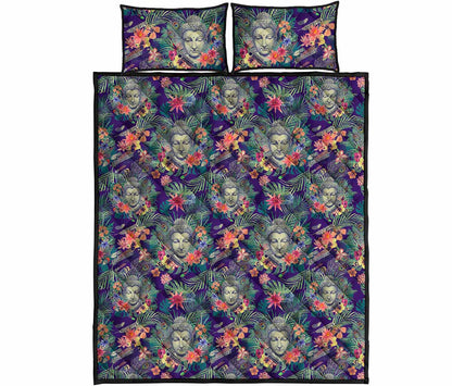 Tropical Buddha Print Quilt Bed Set