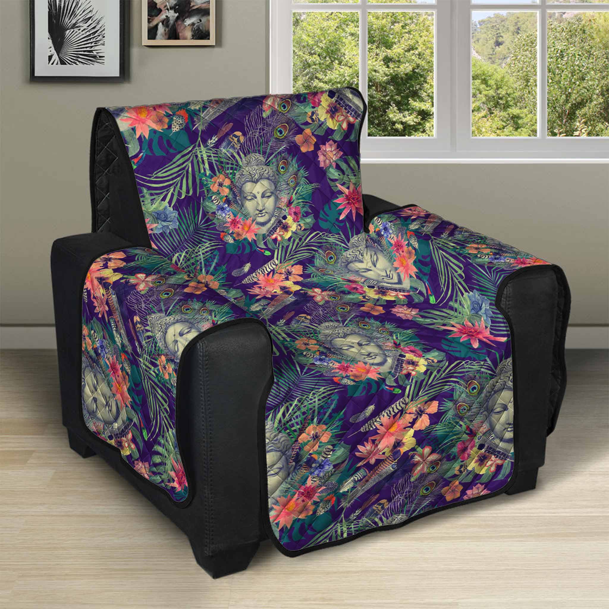 Tropical Buddha Print Recliner Protector