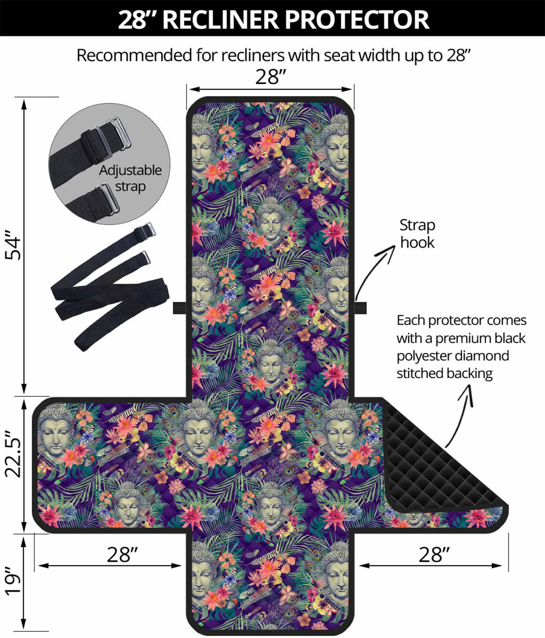 Tropical Buddha Print Recliner Protector