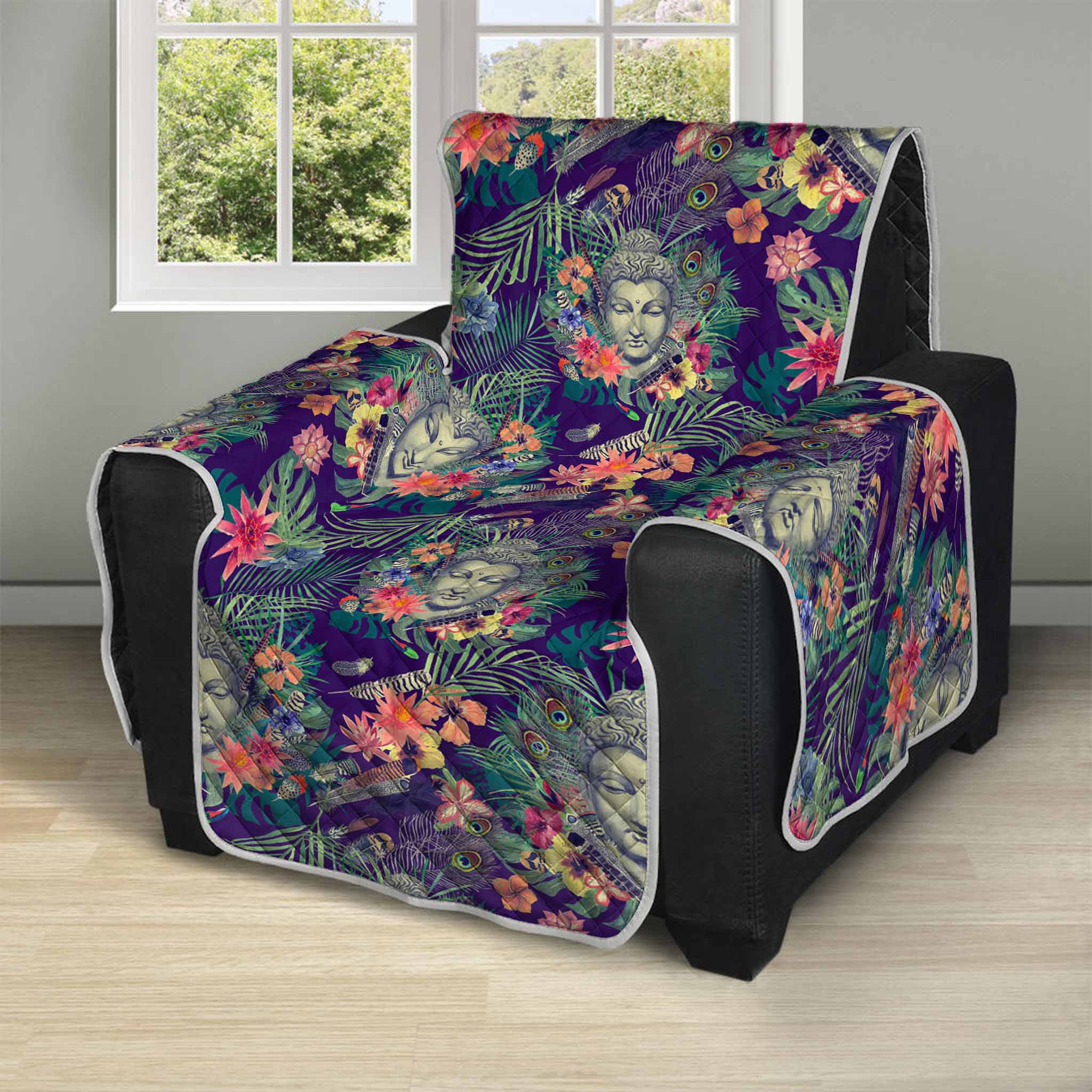 Tropical Buddha Print Recliner Protector