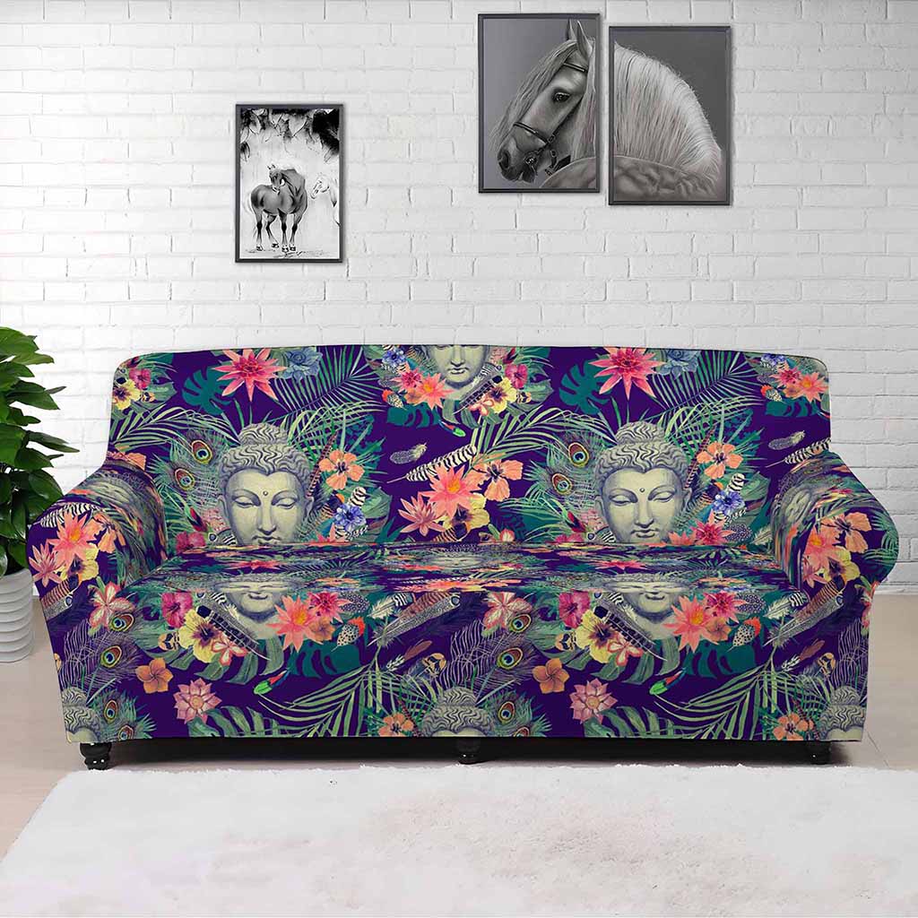 Tropical Buddha Print Sofa Cover