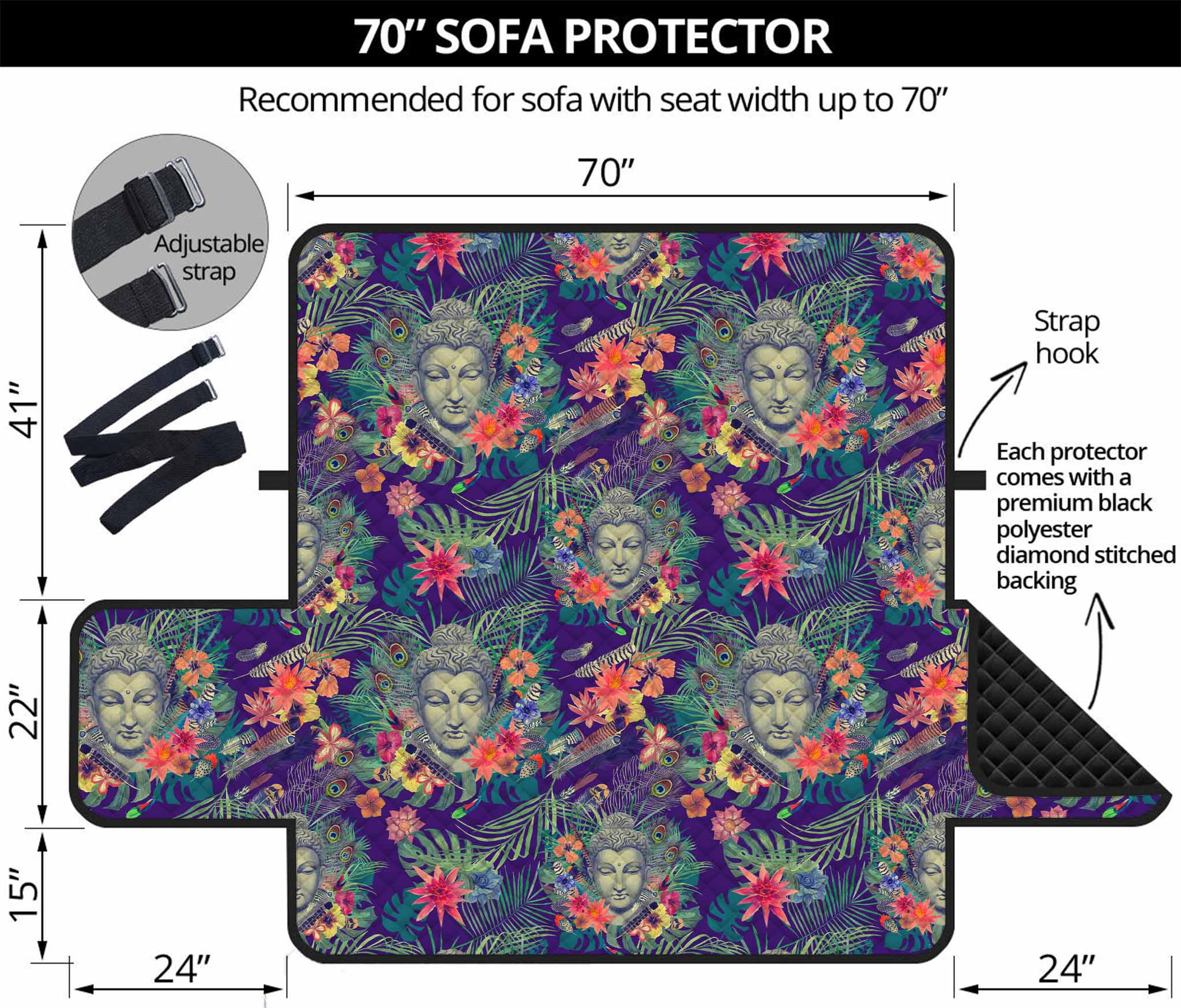 Tropical Buddha Print Sofa Protector