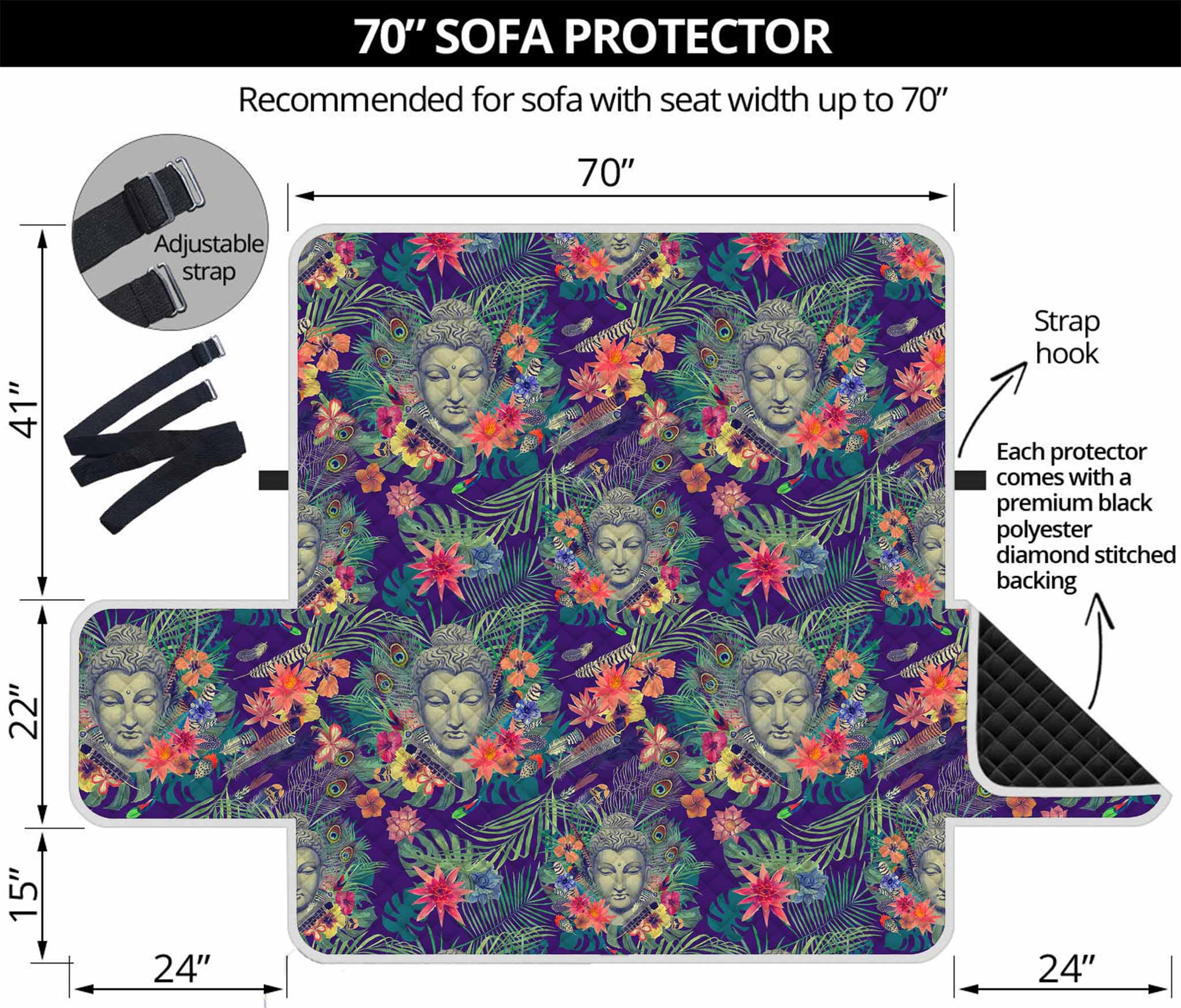 Tropical Buddha Print Sofa Protector