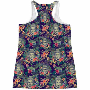 Tropical Buddha Print Women's Racerback Tank Top