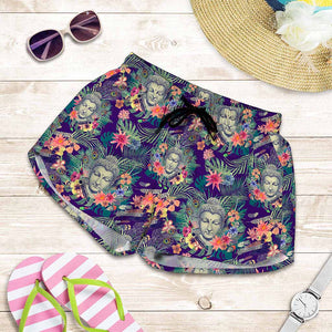 Tropical Buddha Print Women's Shorts